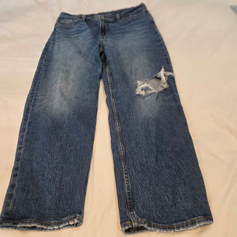 Gap Mid Rise Boyfriend Jeans Womens 8 Blue Good Distressed Montrose